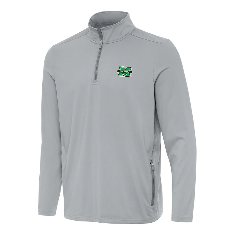 Men's Antigua  Gray Marshall Thundering Herd Perilous Quarter-Zip Sweatshirt