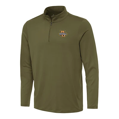Men's Antigua Olive Marquette Golden Eagles Reprocess Quarter-Zip Top