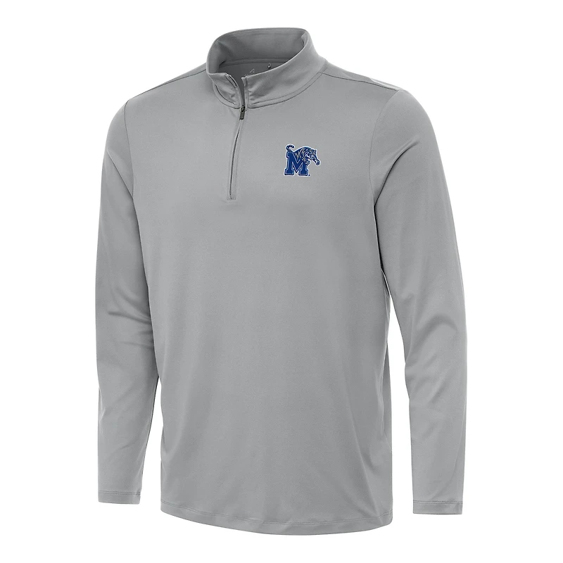 Men's Antigua Gray Memphis Tigers Reprocess Quarter-Zip Top