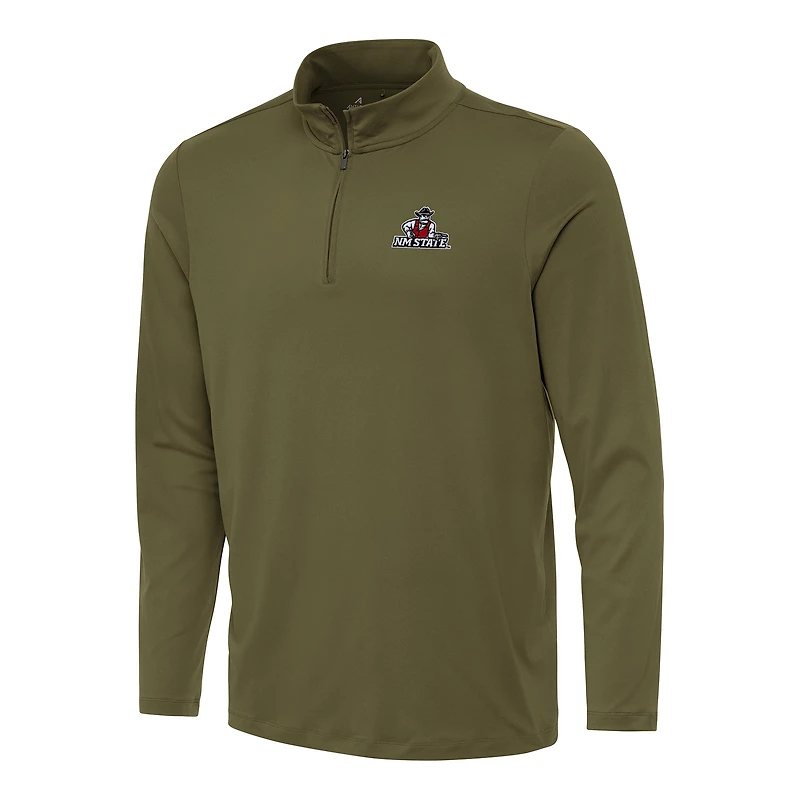Men's Antigua Olive New Mexico State Aggies Reprocess Quarter-Zip Top