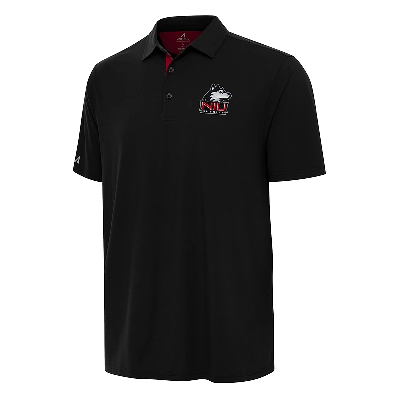 Men's Antigua Black/Red Northern Illinois Huskies Era Polo