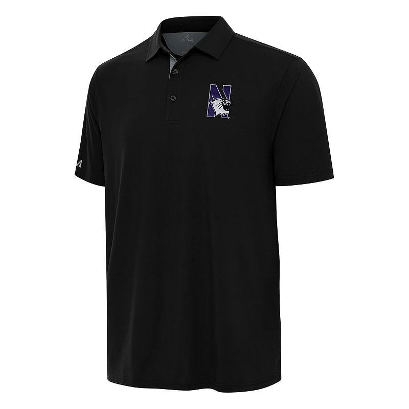 Men's Antigua Black/Gray Northwestern Wildcats Era Polo