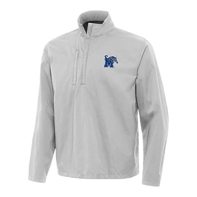 Men's Antigua Heather Gray Memphis Tigers Brisk Quarter-Zip Windbreaker