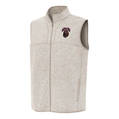 Men's Antigua Heather Oatmeal Montana Grizzlies Fortune Full-Zip Vest
