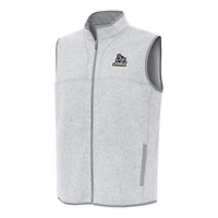 Men's Antigua Heather Gray James Madison Dukes Fortune Full-Zip Vest