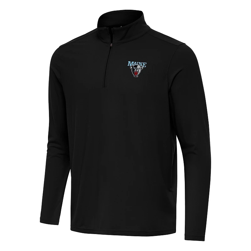Men's Antigua Black Maine Black Bears Intent Quarter-Zip Top