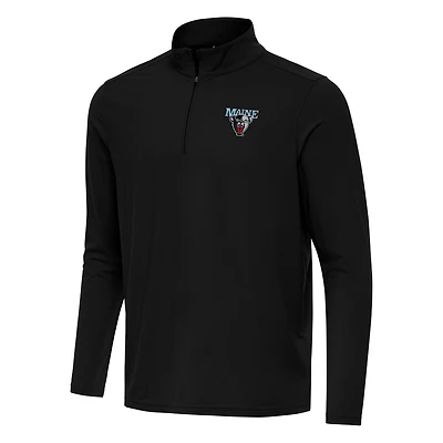 Men's Antigua Black Maine Black Bears Intent Quarter-Zip Top