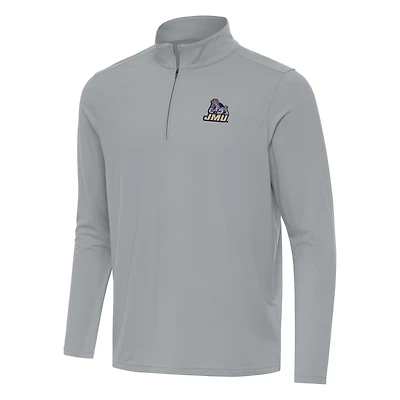 Men's Antigua Gray James Madison Dukes Intent Quarter-Zip Top