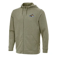 Men's Antigua Heather Olive Montana State Bobcats Effortless Full-Zip Hoodie Jacket