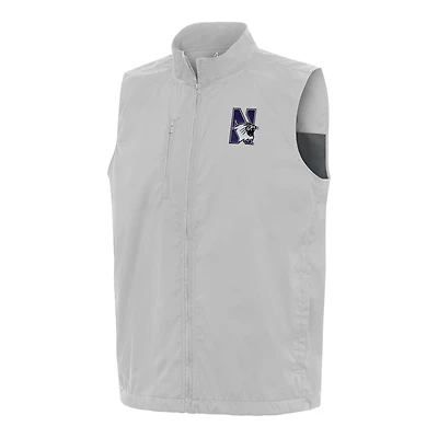 Men's Antigua  Heather Gray Northwestern Wildcats Brisk Full-Zip Vest