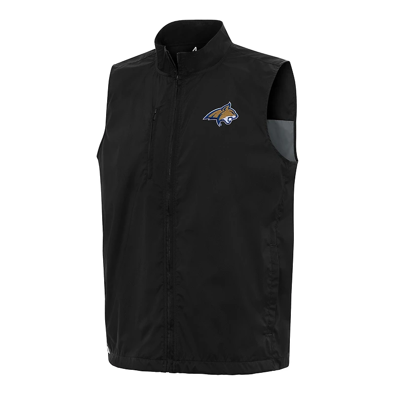 Men's Antigua  Black Montana State Bobcats Brisk Full-Zip Vest