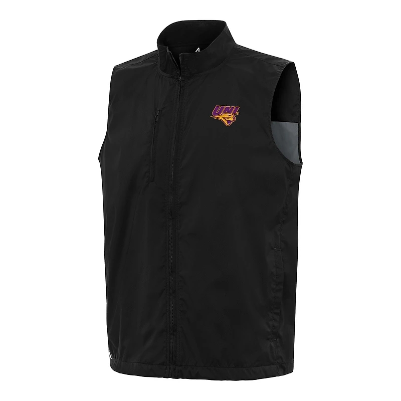 Men's Antigua  Black Northern Iowa Panthers Brisk Full-Zip Vest