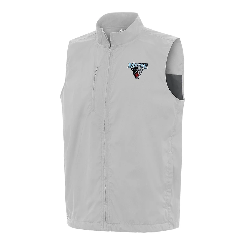 Men's Antigua  Heather Gray Maine Black Bears Brisk Full-Zip Vest