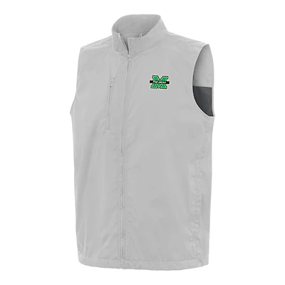 Men's Antigua  Heather Gray Marshall Thundering Herd Brisk Full-Zip Vest