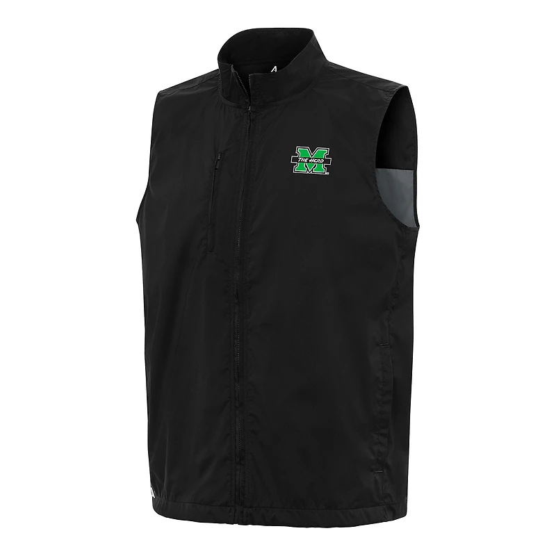 Men's Antigua  Black Marshall Thundering Herd Brisk Full-Zip Vest