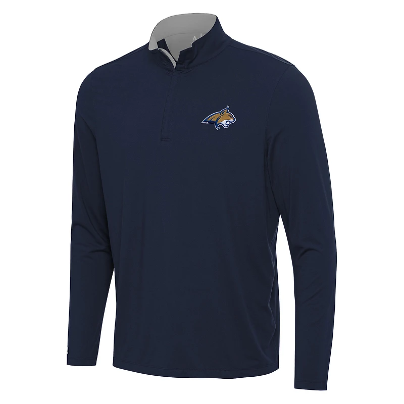 Men's Antigua Navy/Gray Montana State Bobcats Content Quarter-Zip Pullover Top