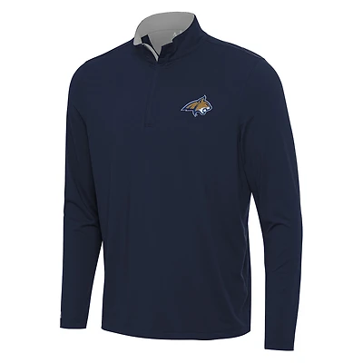 Men's Antigua Navy/Gray Montana State Bobcats Content Quarter-Zip Pullover Top