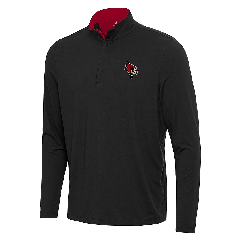 Men's Antigua Black/Red Illinois State Redbirds Content Quarter-Zip Pullover Top