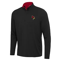 Men's Antigua Black/Red Illinois State Redbirds Content Quarter-Zip Pullover Top