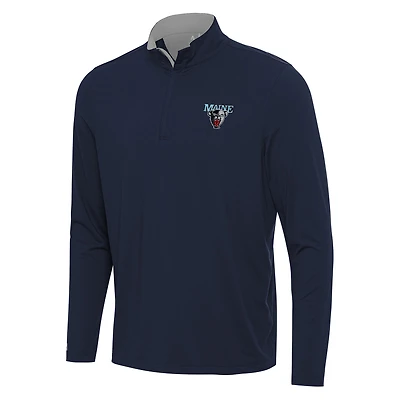 Men's Antigua Navy/Gray Maine Black Bears Content Quarter-Zip Pullover Top