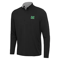 Men's Antigua Black/Gray Marshall Thundering Herd Content Quarter-Zip Pullover Top