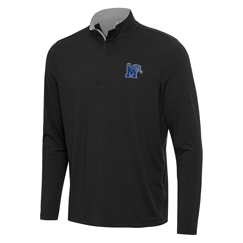Men's Antigua Black/Gray Memphis Tigers Content Quarter-Zip Pullover Top