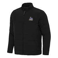 Men's Antigua Black James Madison Dukes Swelter Full-Zip Puffer Jacket