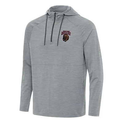 Men's Antigua Heather Gray Montana Grizzlies Spikes Raglan Quarter-Zip Hoodie