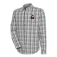 Men's Antigua Black/Gray Northern Illinois Huskies Tending 2 Tri-Blend Long Sleeve Full-Button Shirt