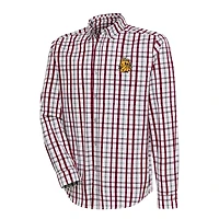 Men's Antigua Maroon/Gray Minnesota Duluth Bulldogs Tending 2 Tri-Blend Long Sleeve Full-Button Shirt