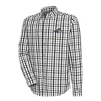 Men's Antigua Black/Gray Montana State Bobcats Tending 2 Tri-Blend Long Sleeve Full-Button Shirt