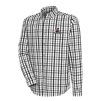 Men's Antigua Black/Gray New Mexico State Aggies Tending 2 Tri-Blend Long Sleeve Full-Button Shirt