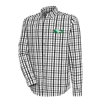 Men's Antigua Black/Gray North Dakota Tending 2 Tri-Blend Long Sleeve Full-Button Shirt