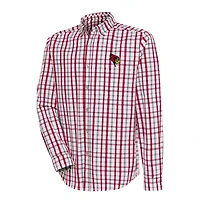 Men's Antigua Red/Gray Illinois State Redbirds Tending 2 Tri-Blend Long Sleeve Full-Button Shirt