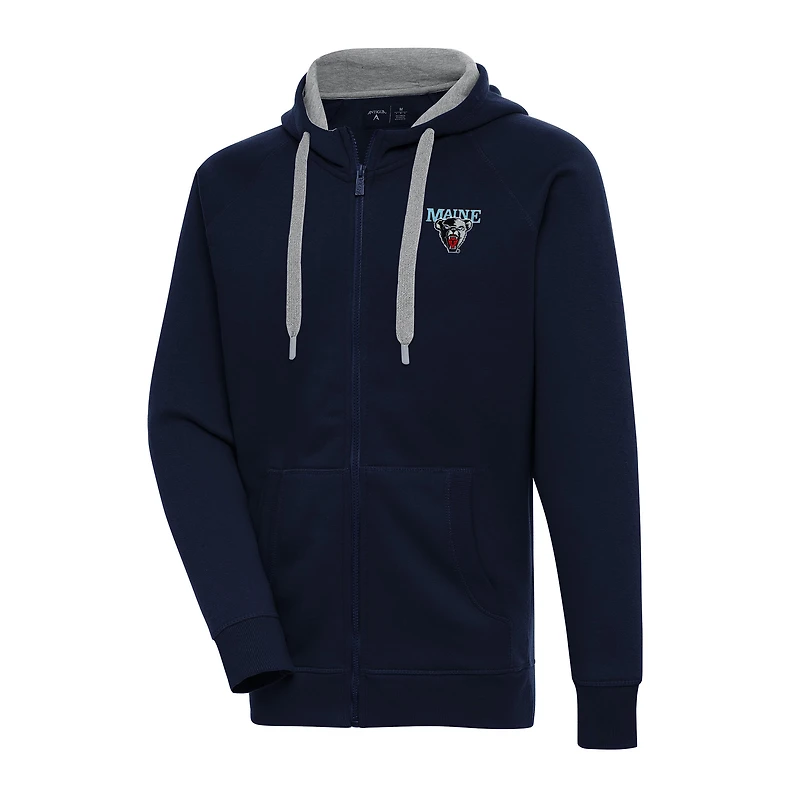 Men's Antigua Navy Maine Black Bears Big & Tall Victory Full-Zip Hoodie Jacket