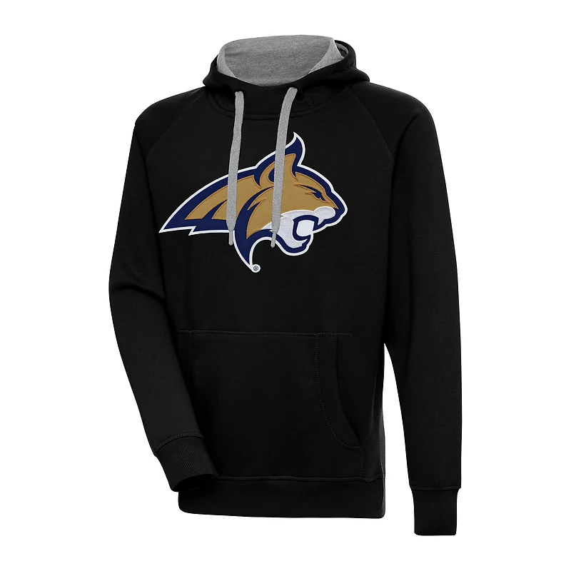 Men's Antigua Black Montana State Bobcats Big & Tall Victory Pullover Hoodie
