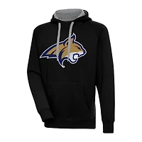 Men's Antigua Black Montana State Bobcats Big & Tall Victory Pullover Hoodie