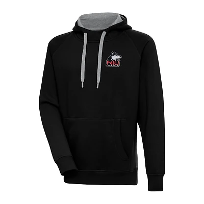 Men's Antigua Black Northern Illinois Huskies Big & Tall Victory Raglan Pullover Hoodie
