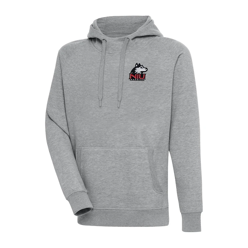 Men's Antigua Heather Gray Northern Illinois Huskies Big & Tall Victory Raglan Pullover Hoodie