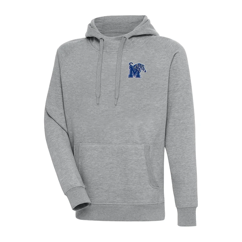 Men's Antigua Heather Gray Memphis Tigers Big & Tall Victory Raglan Pullover Hoodie