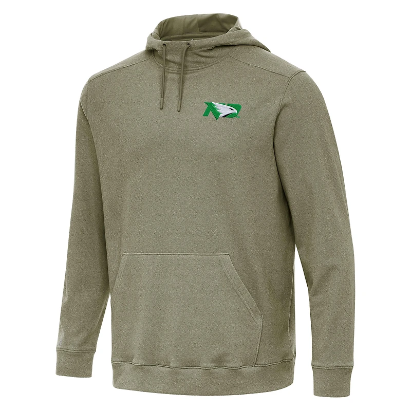 Men's Antigua Heather Olive North Dakota Cloud Pullover Hoodie
