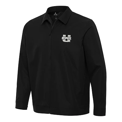 Men's Antigua  Black Utah State Aggies Pivot Full-Zip Jacket