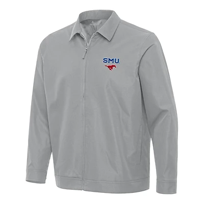 Men's Antigua  Gray SMU Mustangs Pivot Full-Zip Jacket
