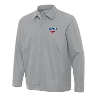 Men's Antigua  Gray SMU Mustangs Pivot Full-Zip Jacket