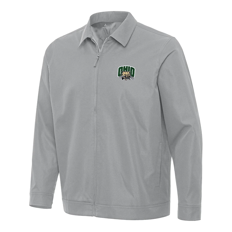 Men's Antigua Gray Ohio Bobcats Pivot Full-Zip Jacket