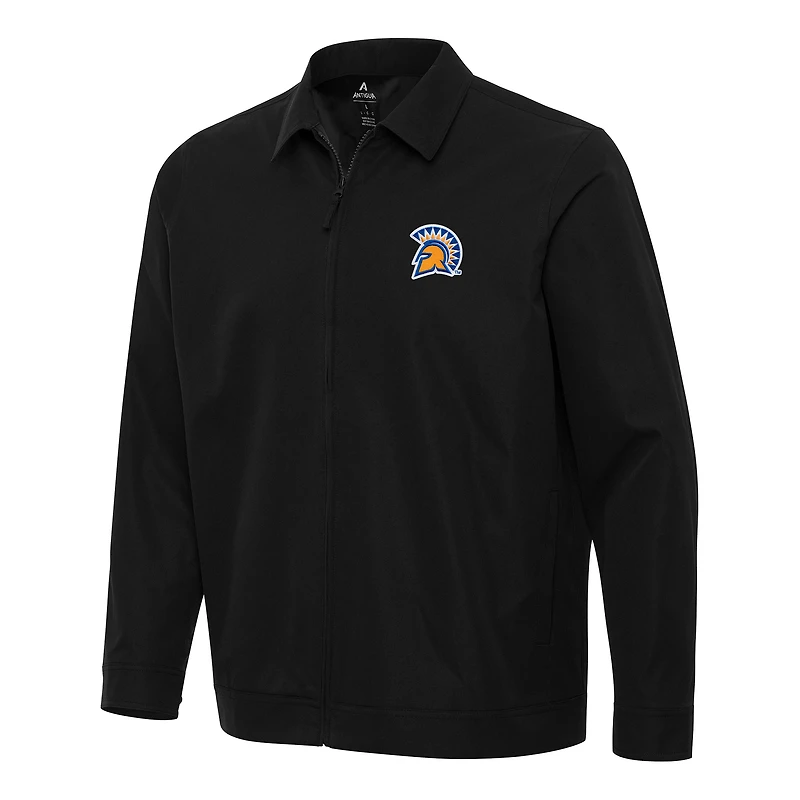 Men's Antigua  Black San Jose State Spartans Pivot Full-Zip Jacket