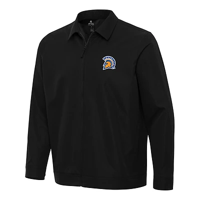 Men's Antigua  Black San Jose State Spartans Pivot Full-Zip Jacket