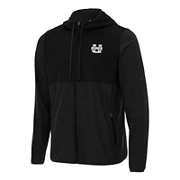Men's Antigua Black Utah State Aggies Sway Full-Zip Hoodie Jacket