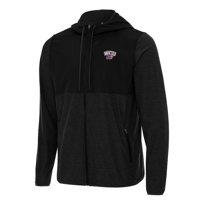 Men's Antigua Black Western Carolina Catamounts Sway Full-Zip Hoodie Jacket