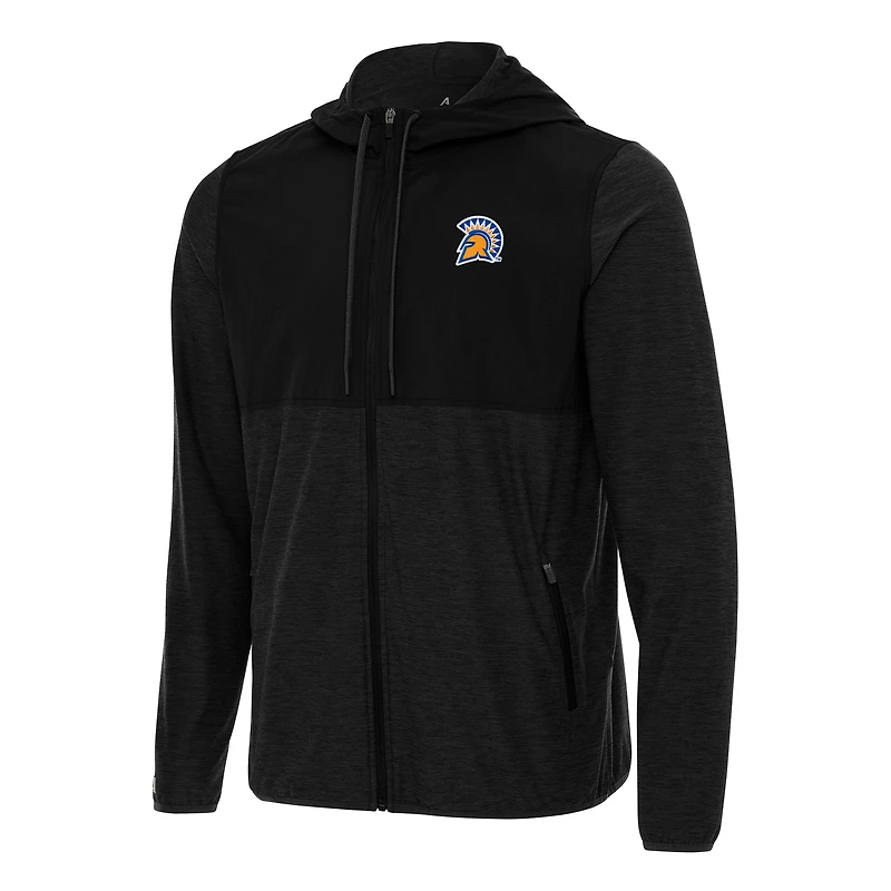 Men's Antigua Black San Jose State Spartans Sway Full-Zip Hoodie Jacket